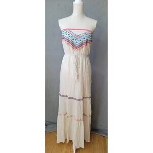 Flying Tomato Embroidered Boho Strapless Maxi Lined Dress Women’s Size S/M, GUC!